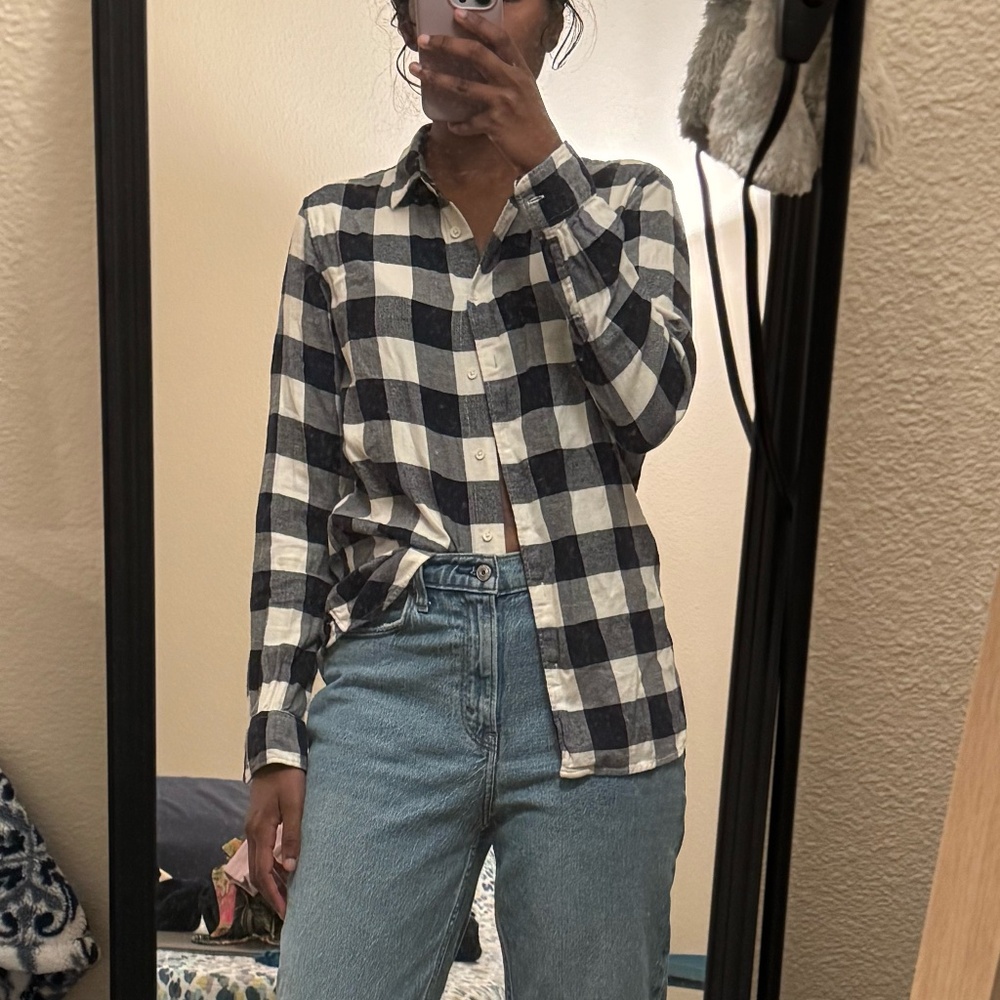 Flannel Checkered Black and White Shirt
